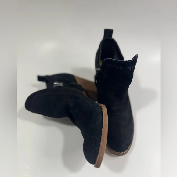 Sam Edelman Women’s Size 6 Black Suede ‘Mathia’ Stacked Heel Side Zip Ankle Boot - Picture 1 of 12